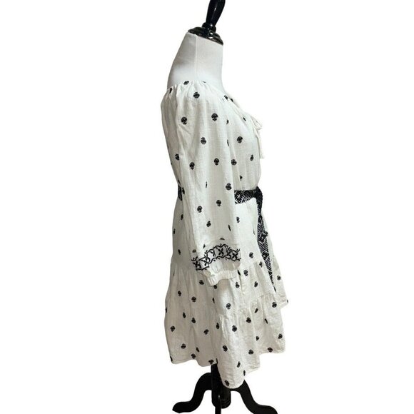 A Loves A Women's Prairie Mini Dress S Small Belted Puff Sleeves Embroidered - Picture 4 of 7